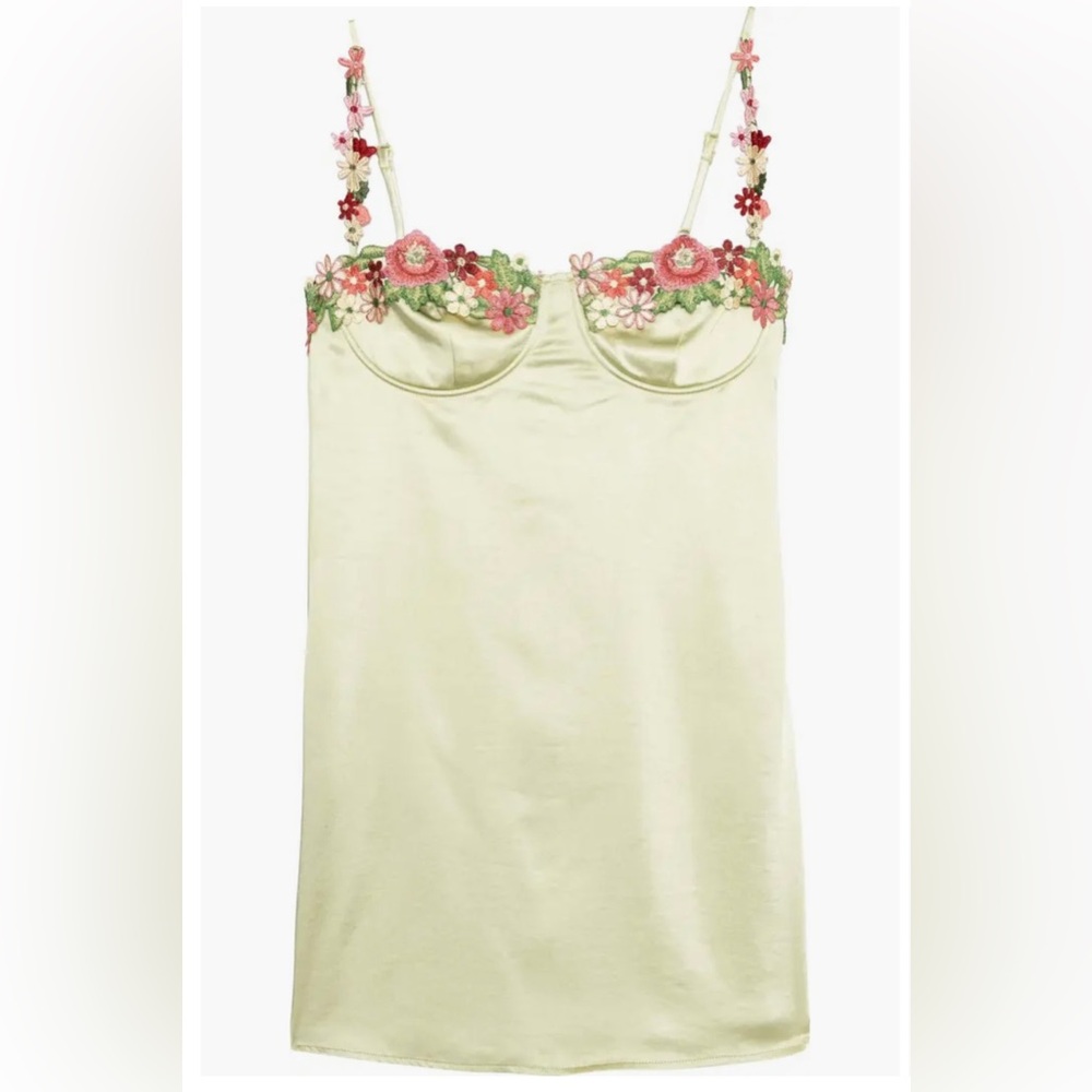 Green floral embroidery dress - size S - worn once